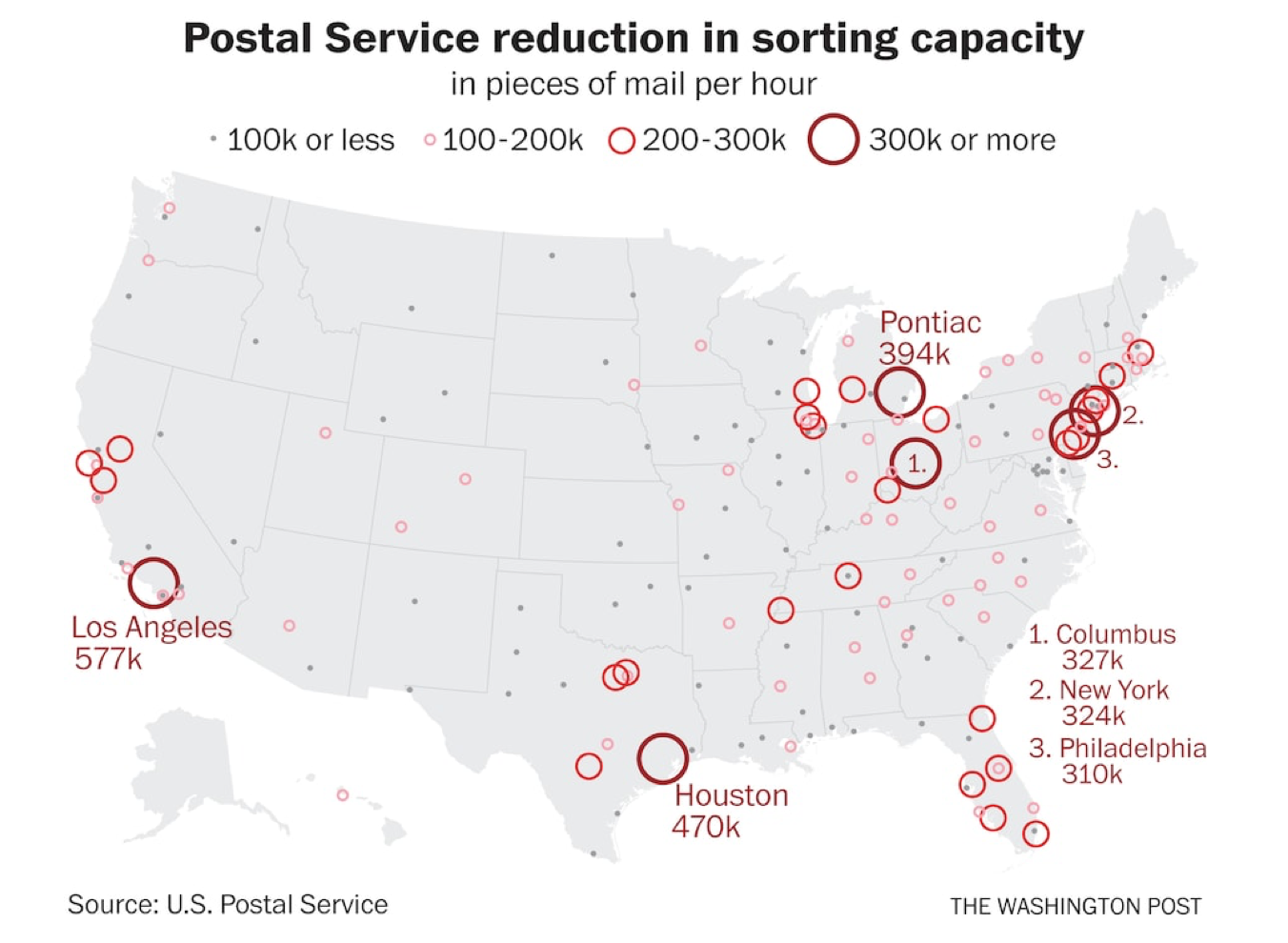Postal Service map